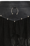 Banned Apparel Luxor Faux Leather & Jagged Knit Skirt in Black