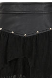 Banned Apparel Luxor Faux Leather & Jagged Knit Skirt in Black
