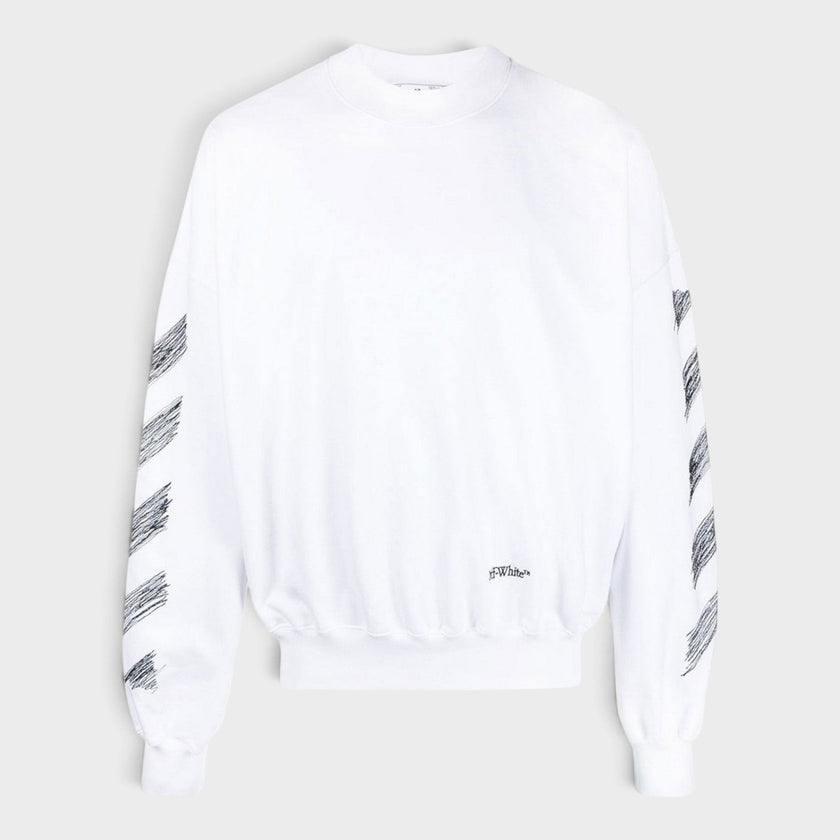 Scribble Diag Print Sweatshirt White