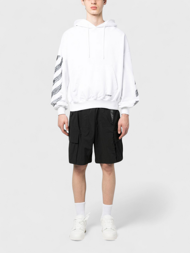 Bílá mikina s kapucí Off-White Diag Scribble Print