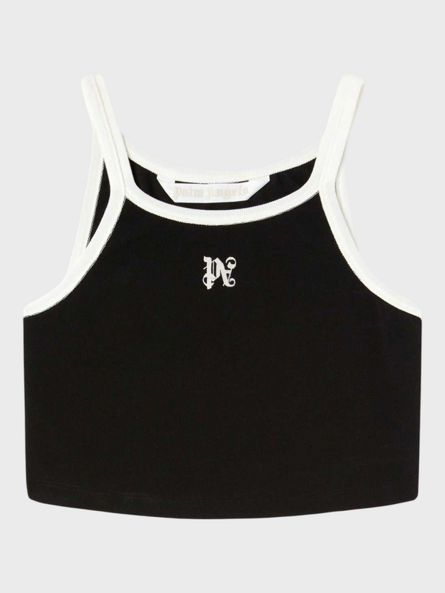 Černé a bílé tílko Palm Angels s monogramem