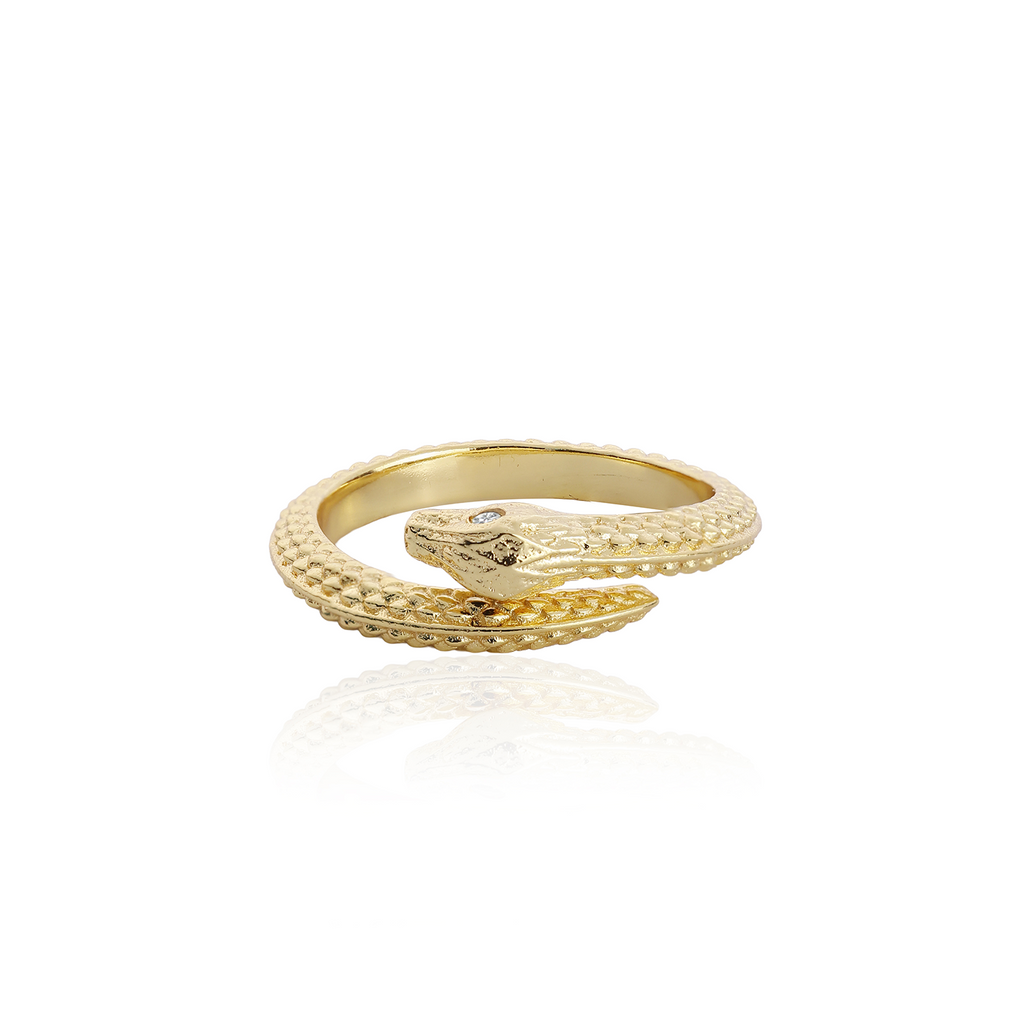 Medusa Gold Snake Ring : Cubic Zirconia
