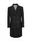 Men's Black Double Breasted Long Overcoat