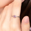 Ring mit rosa Turmalin und Amethystblüte aus Sterlingsilber