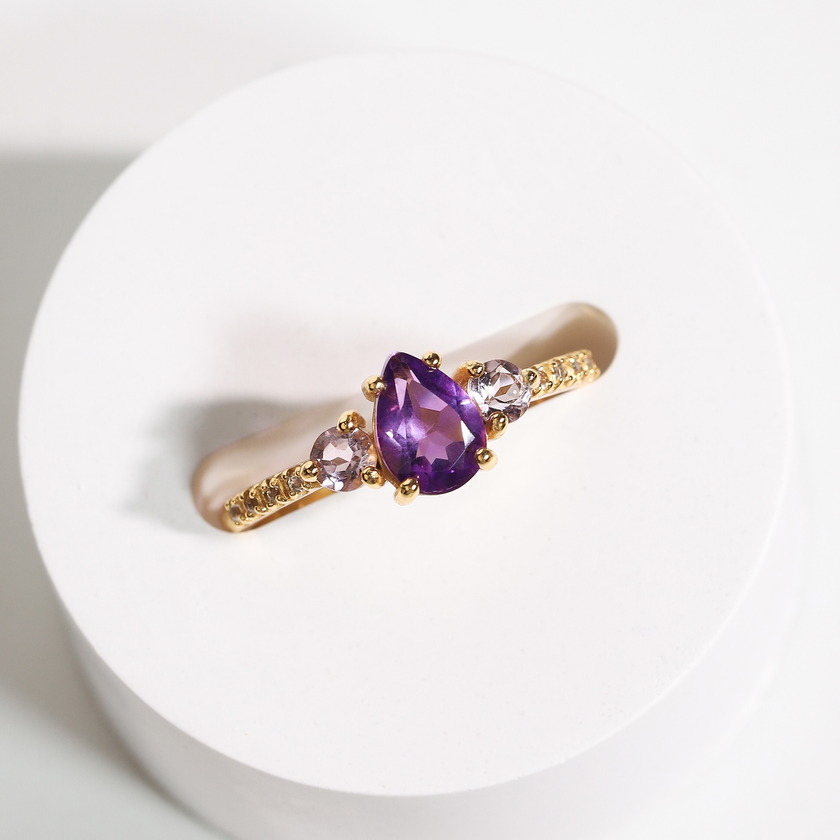 Amethyst und Lavendel-Amethyst Ring in 18k Gold Vermeil