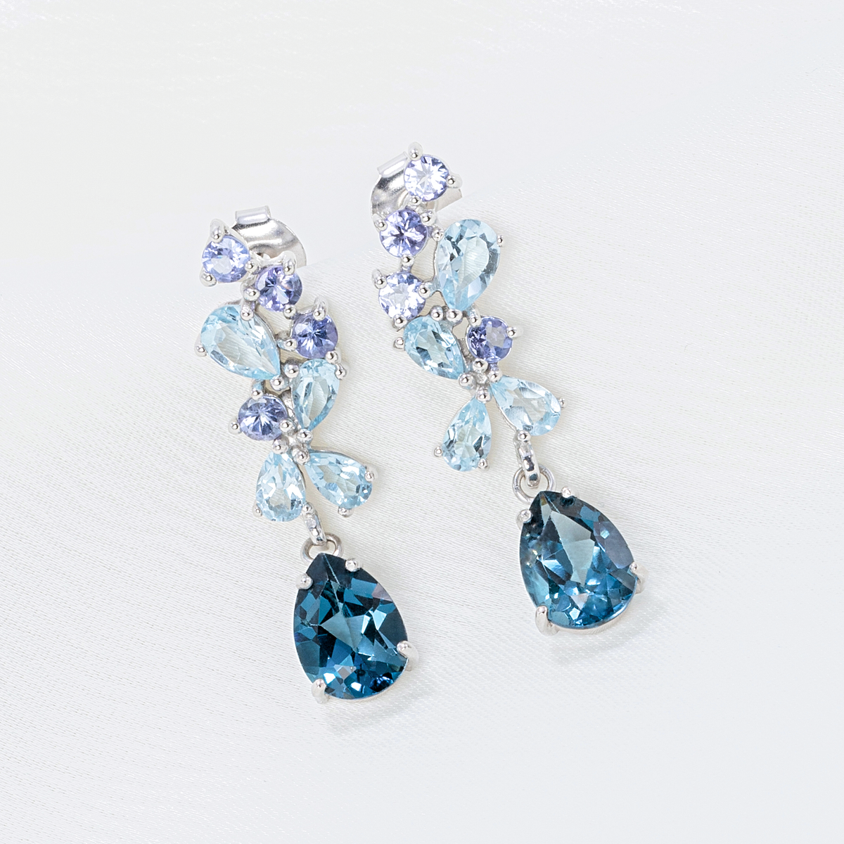 Blaue Edelstein-Ohrhänger aus Sterlingsilber