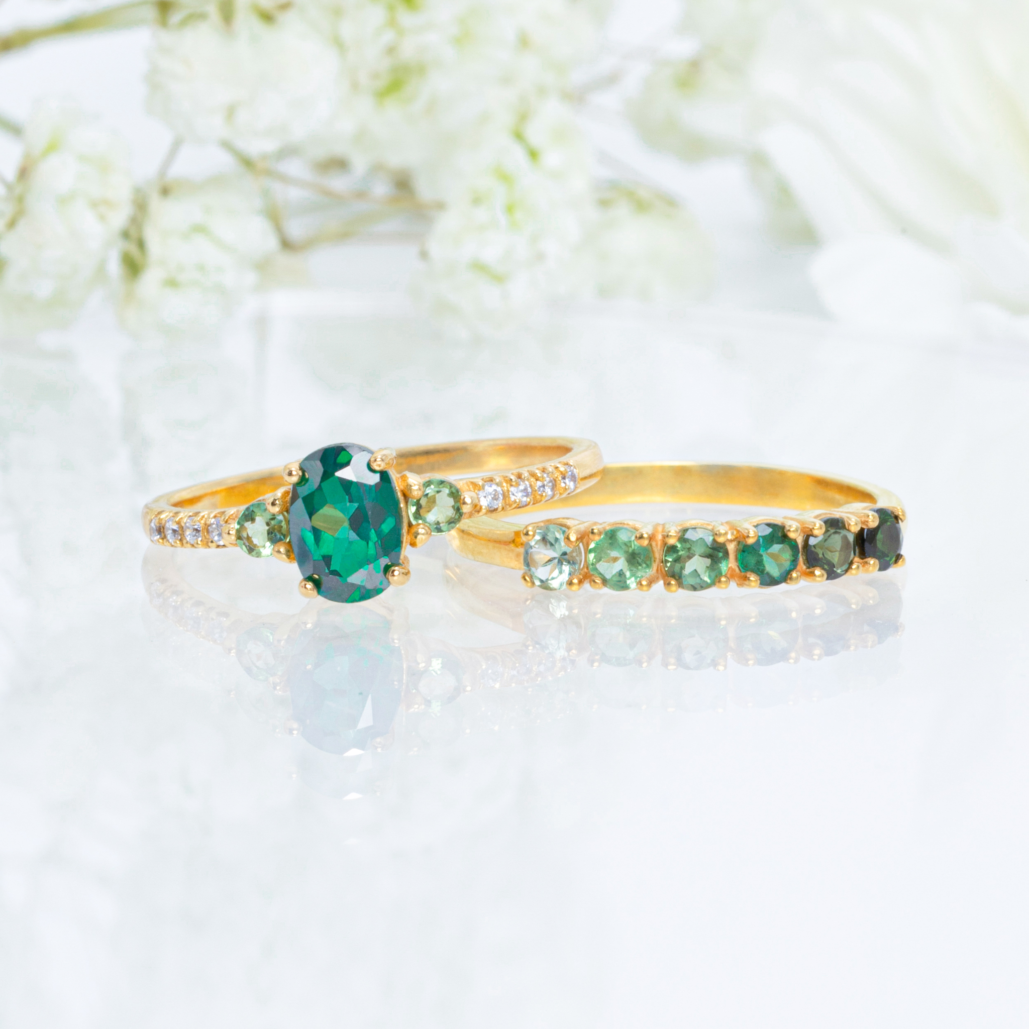 Ombre-Grün-Turmalin-Eternity-Ring in 18 Karat Gold Vermeil