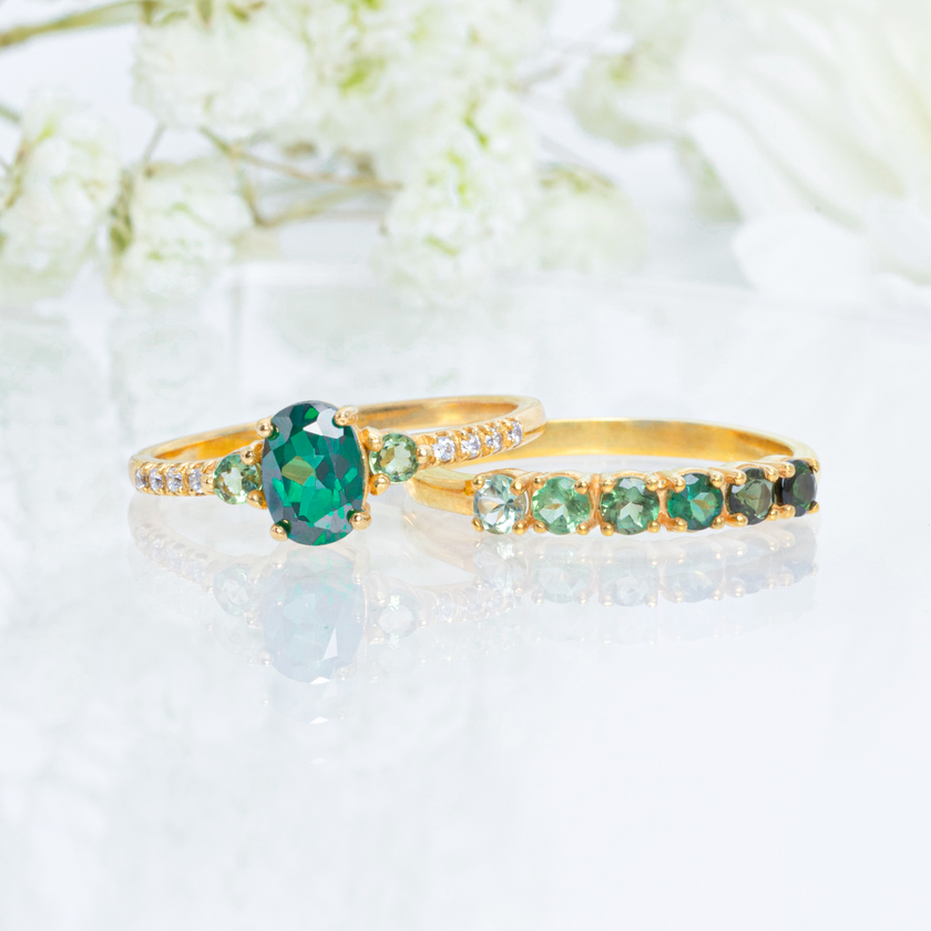 Ombre-Grün-Turmalin-Eternity-Ring in 18 Karat Gold Vermeil