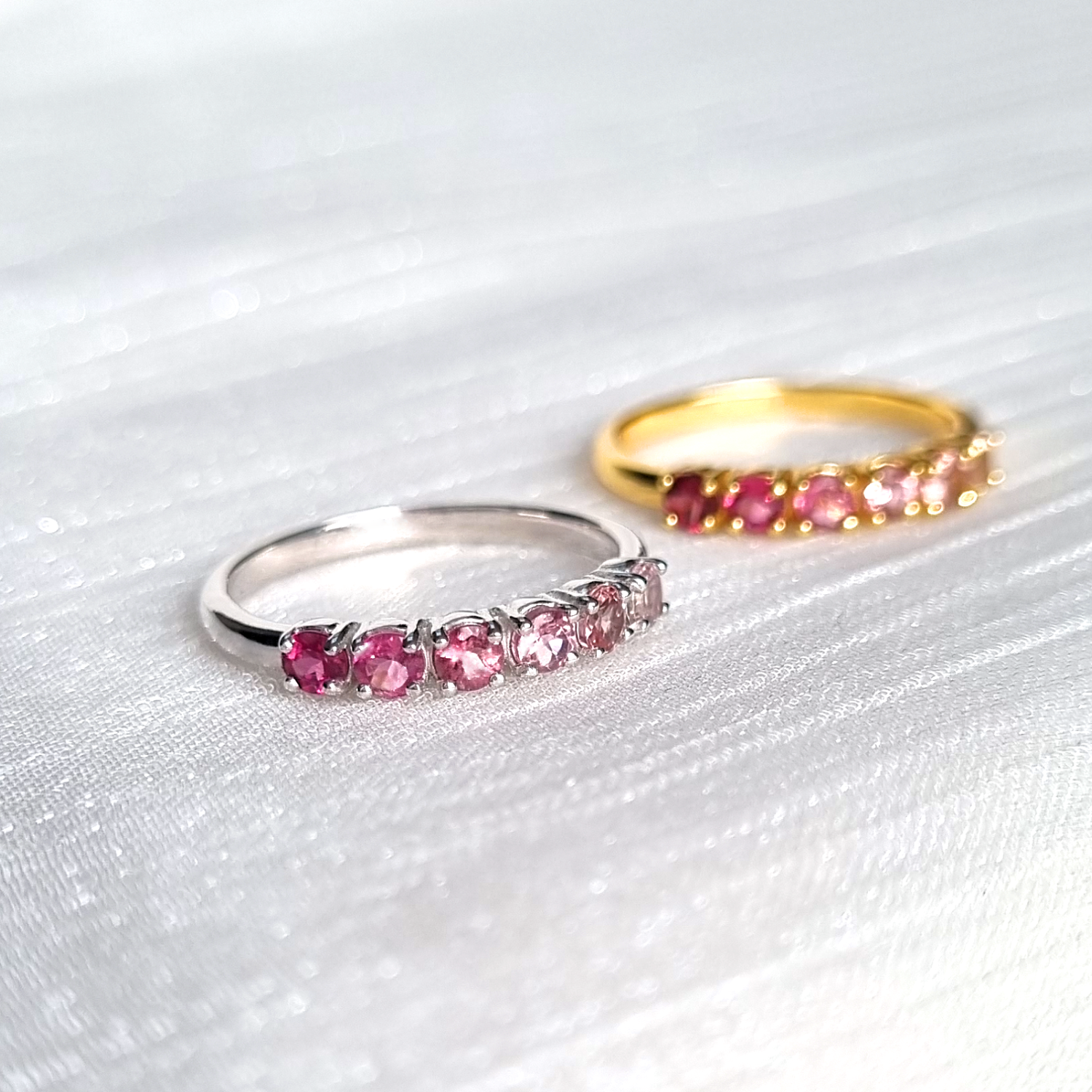 Ombré-Ring aus rosa Turmalinen in Sterlingsilber