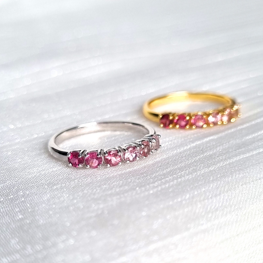 Ombré-Ring aus rosa Turmalinen in Sterlingsilber