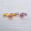 Ring mit rosa Turmalin und Amethystblüte aus Sterlingsilber