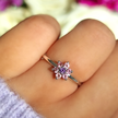 Ring mit rosa Turmalin und Amethystblüte aus Sterlingsilber