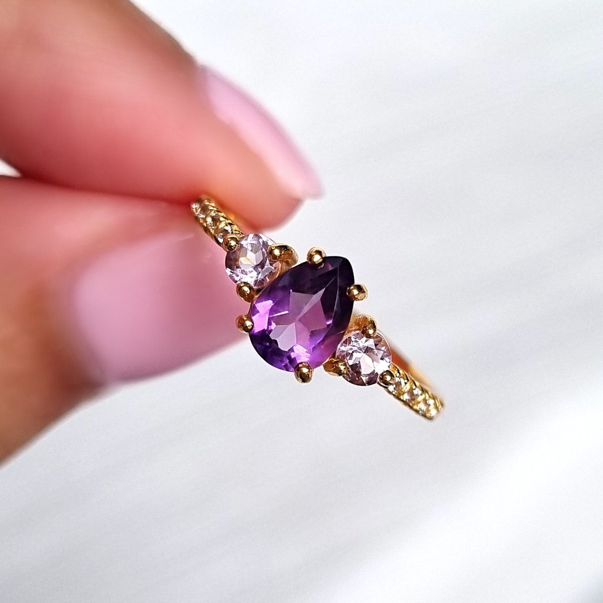 Amethyst und Lavendel-Amethyst Ring in 18k Gold Vermeil