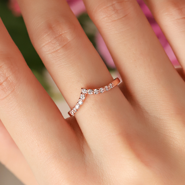 Anillo Eternidad Curvo Wishbone en Vermeil de Oro Rosa de 18k