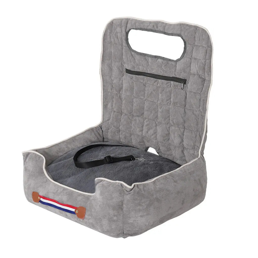 Dog Car Seat Protector Travel Anti-Slip Pet Booster Seat with Storage Pockets and Safety Leash Car Carrier Bed Hold 14kg