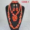 Nigerian Coral Jewellery Set | Necklace, Earrings & Bracelet | African Beads | Wedding