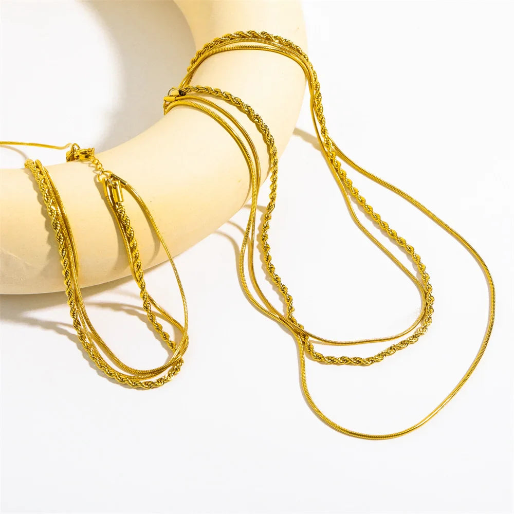 18K Gold Plated Layered Chain Necklace