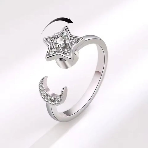 Celestial Moon & Star Spinner Ring