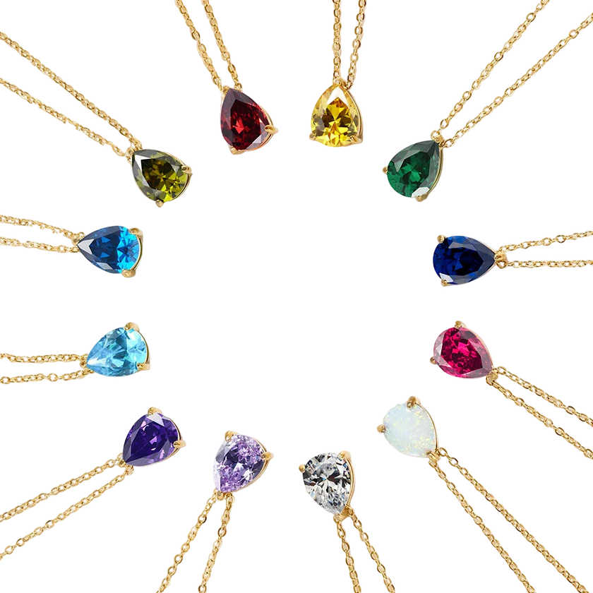 Teardrop Birthstone Necklace