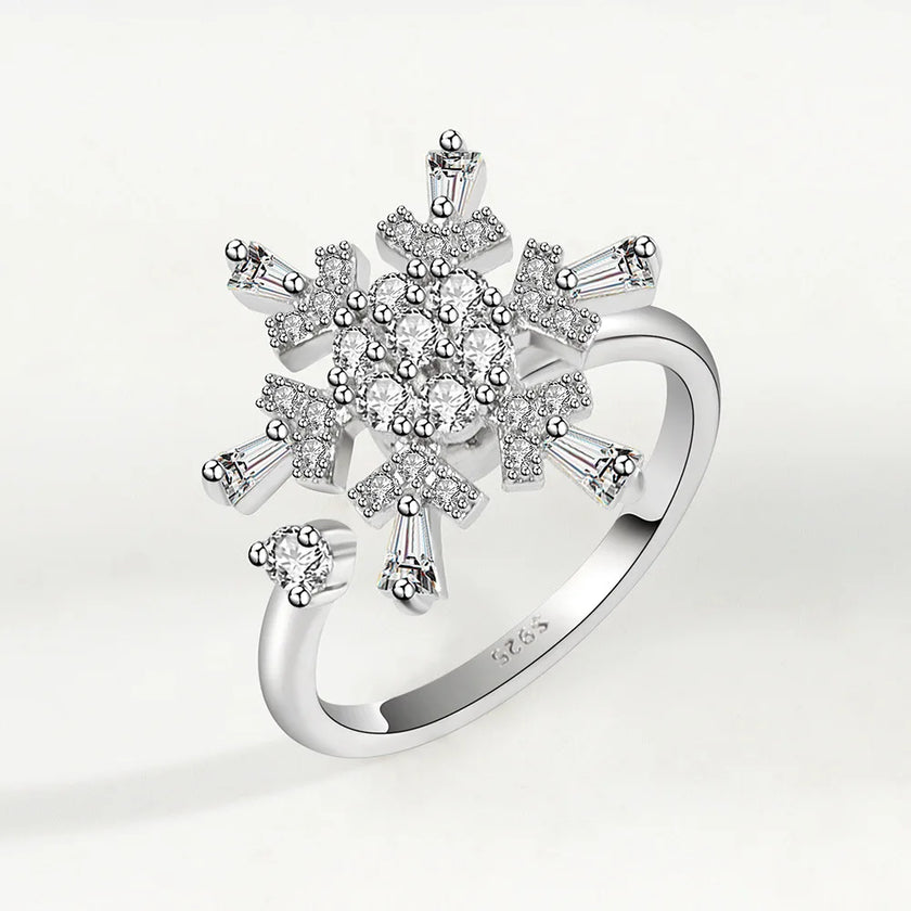 Adjustable Snowflake Spinner Ring