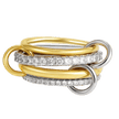 18K Elegant Gold Plated & Silver Stacked Rings with White Stones