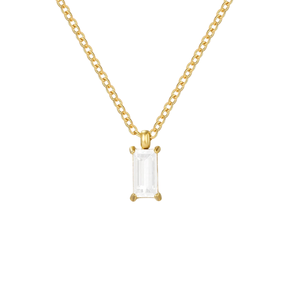 Elegante rechteckige Zirkonia-Halskette – Gold & Silber