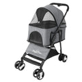 Large 4 Wheel Dog Carrier Trailer, Pram with Mesh Windows, Outdoor Portable Puppy Travel Walk Carrier, Load 30kg