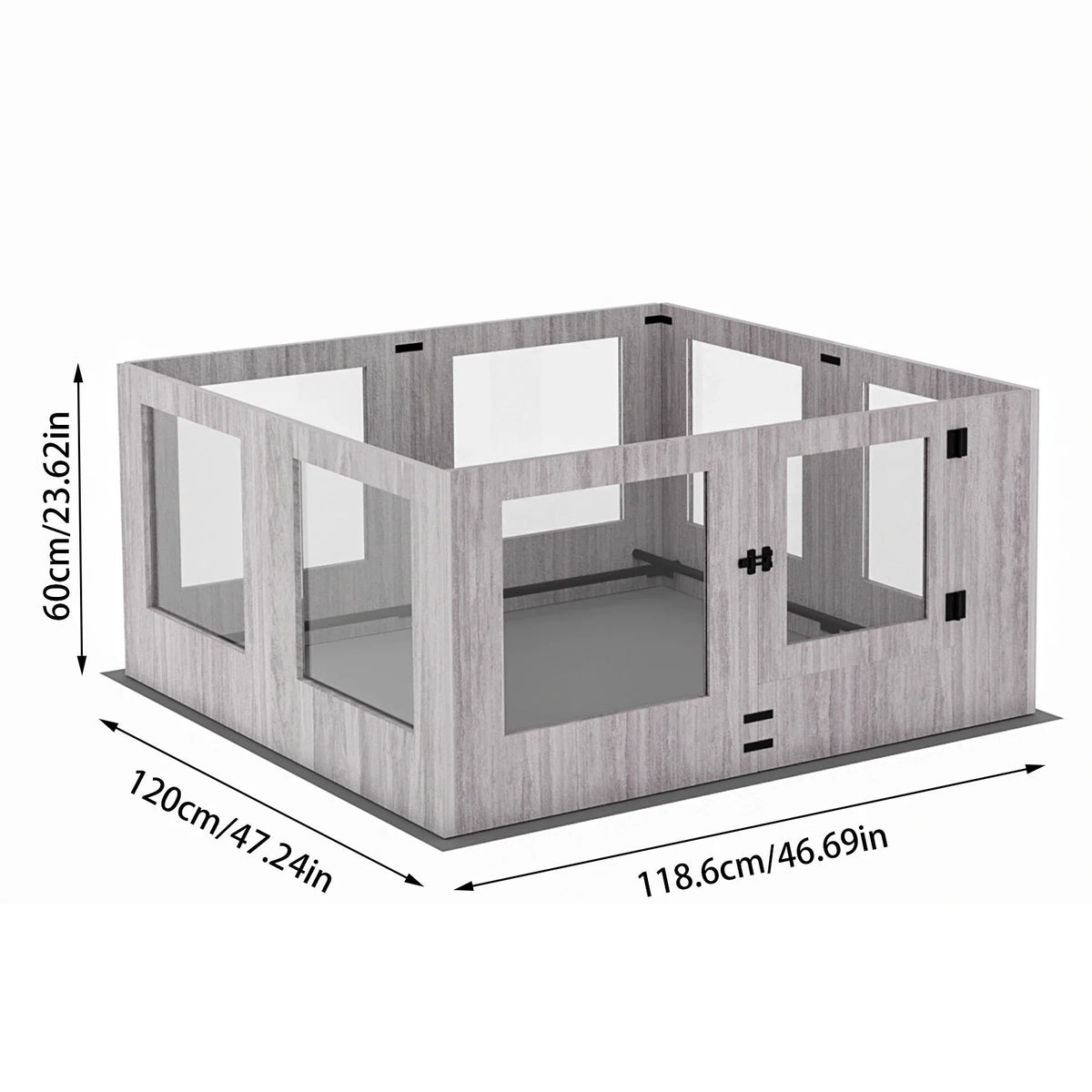Tempered Glass Dog Puppies Playpen, Indoor Pet Whelping Pen Box Cage, Exercise Fence, with Waterproof Fertility Pad, 8 Panels