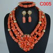Nigerian Coral Jewellery Set | Necklace, Earrings & Bracelet | African Beads | Wedding