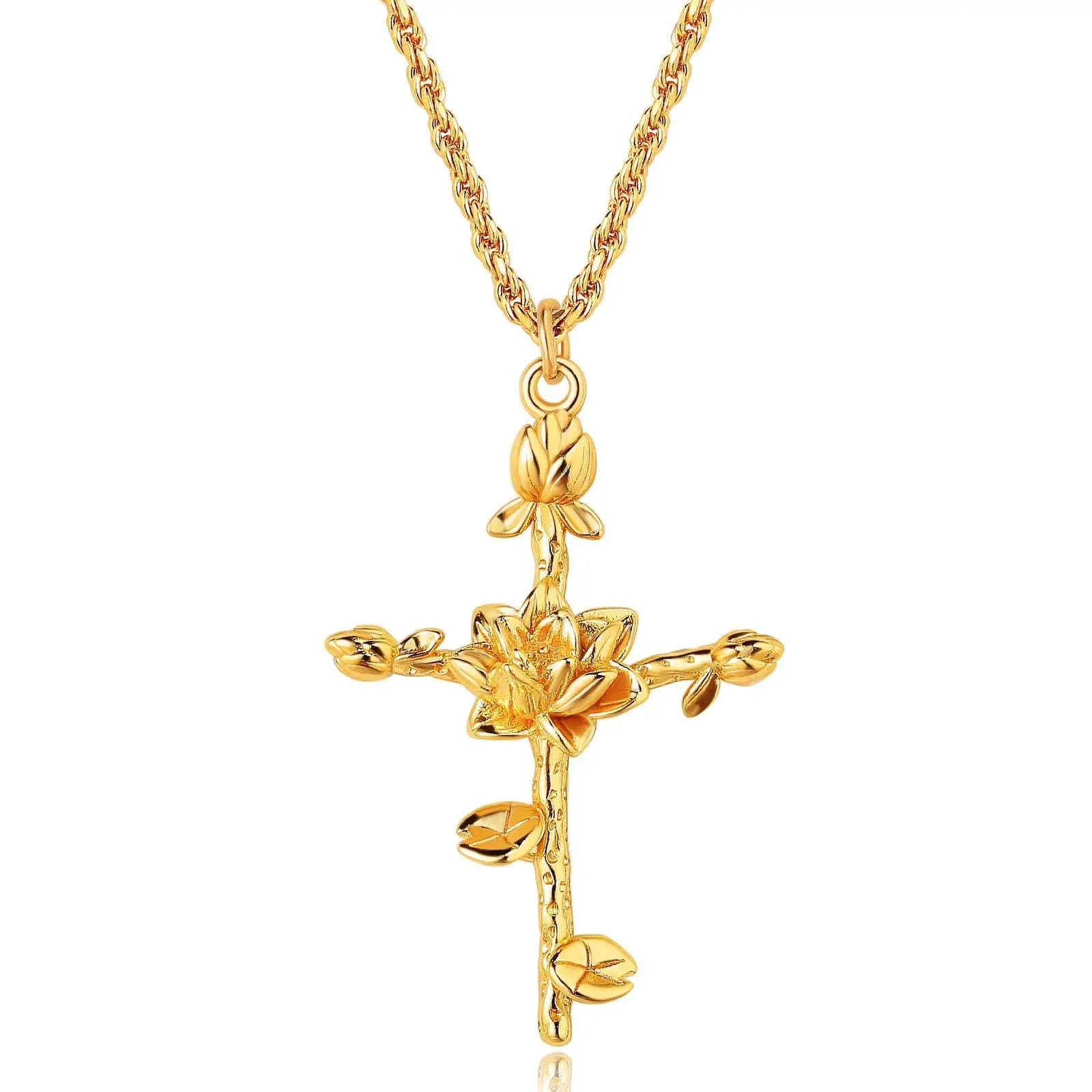 Birth Month Flower Cross Pendant