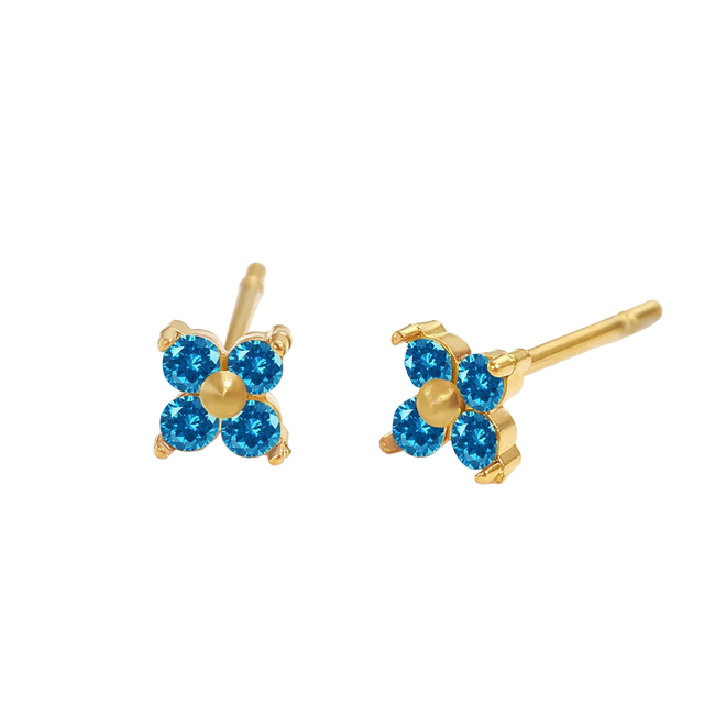 Birthstone Flower Stud Earrings