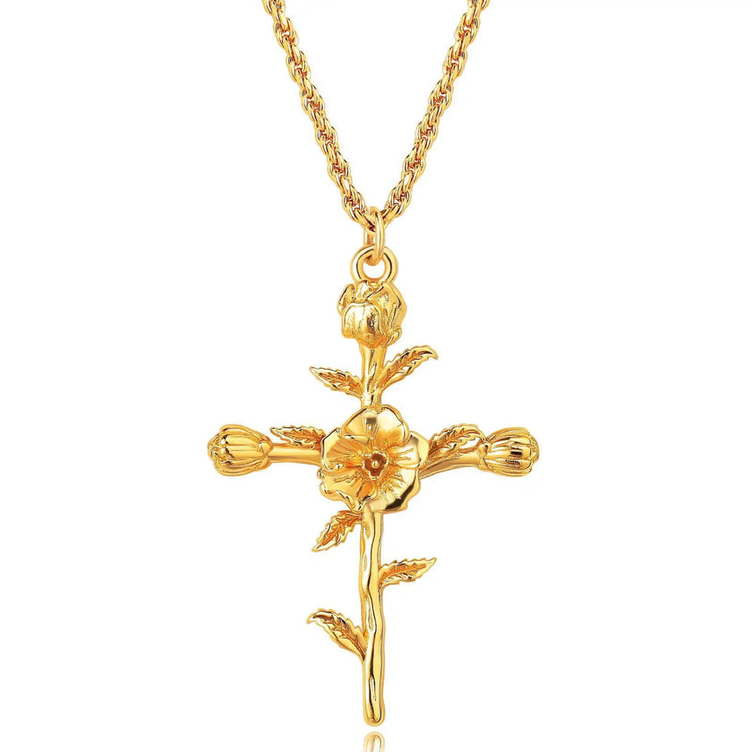Kreuz-Anhänger mit Monatsblume
