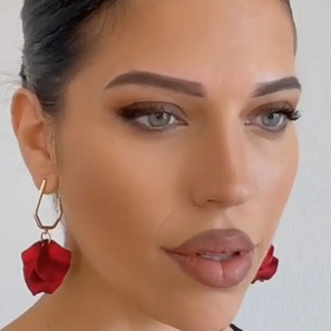 Juni Ruby Red Petal Earrings