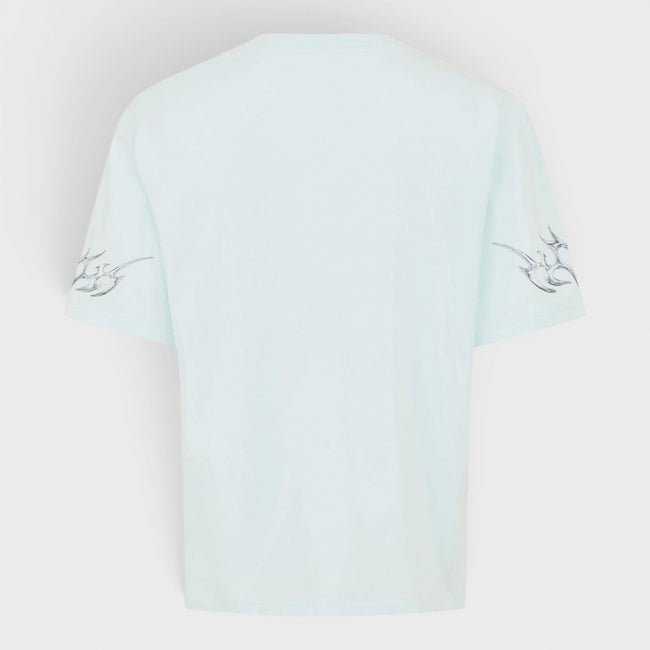 Blades Printed Oversized T-Shirt Pale Blue