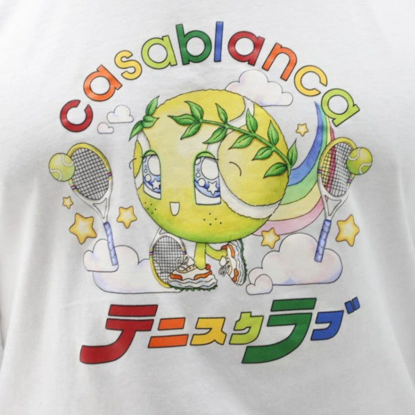 Tennis Mascot Contrast Ringer Tee White