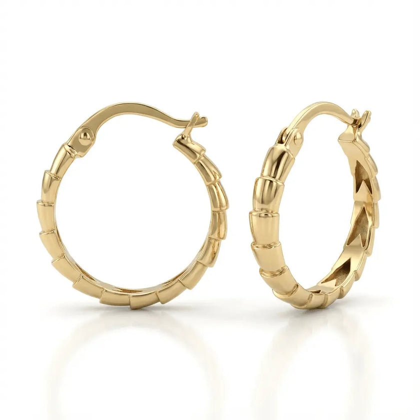 Ohrringe aus massivem Gold – modellierte Segment-Creolen – 14 Karat Gold