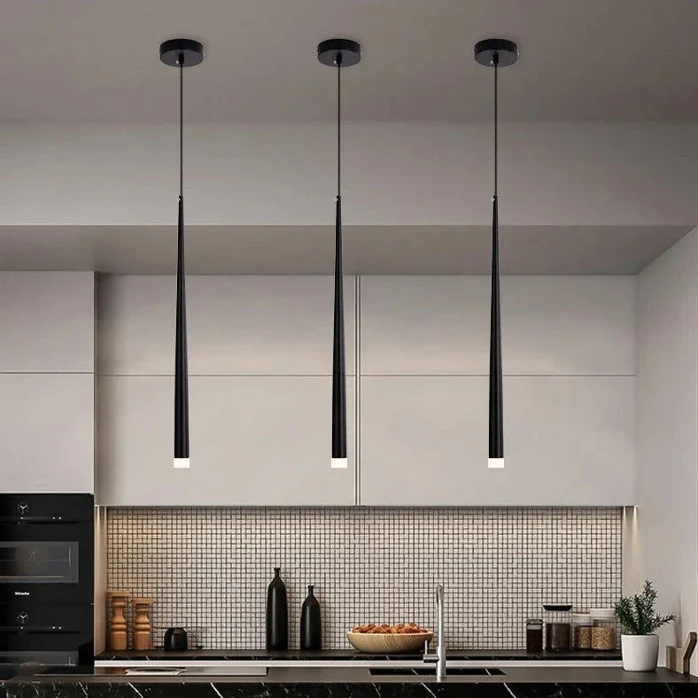 Sleek Drop Pendant Light - LED Integrated Adjustable Height Warm Light