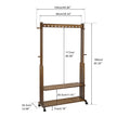 Hall Tree Hat and Coat Stand Entryway Hallway Clothes Rail Rack, 2 Shoe Shelves with Wheels, Open Wardrobe