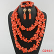 Nigerian Coral Jewellery Set | Necklace, Earrings & Bracelet | African Beads | Wedding
