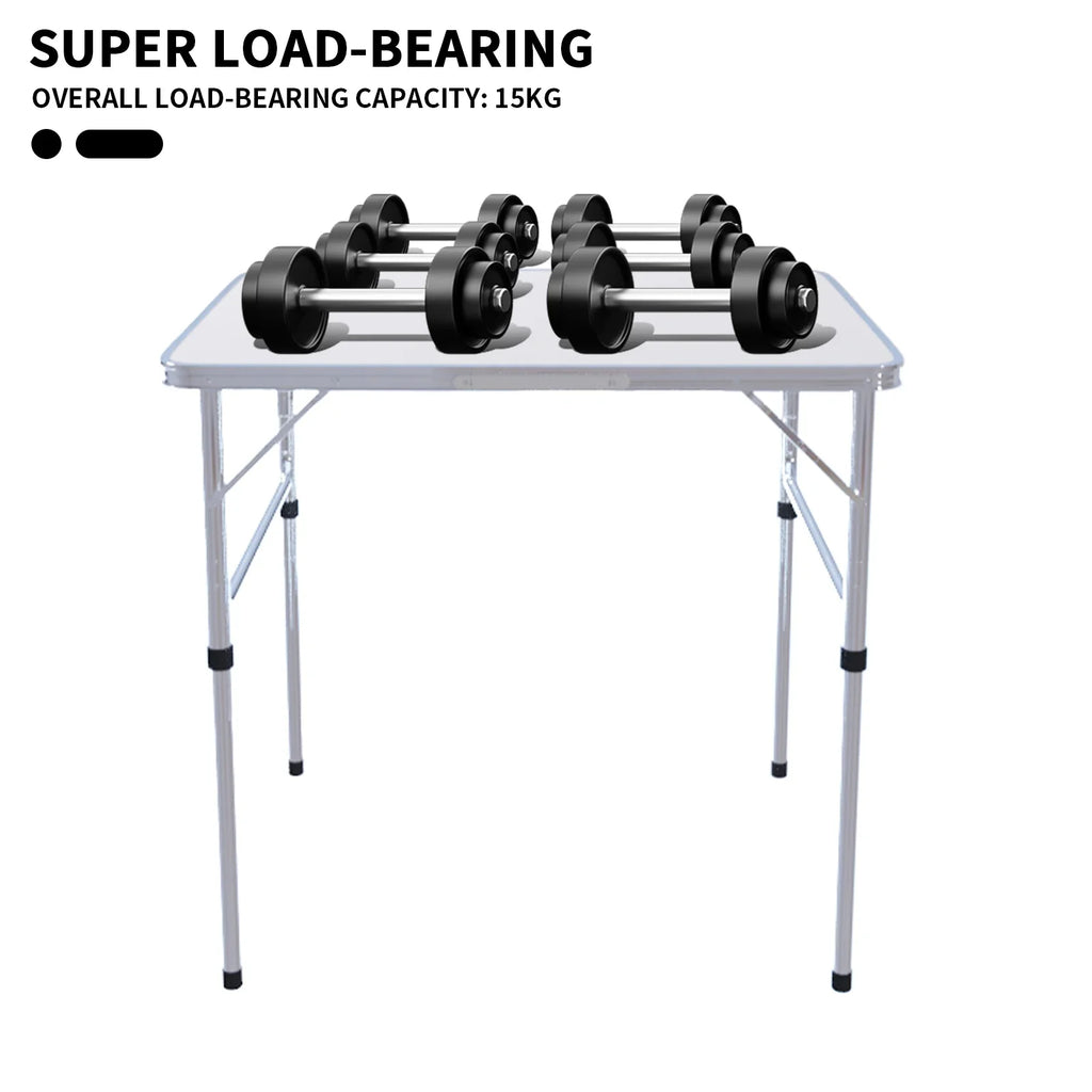 Mesa Plegable de Alta Resistencia, Mesa de Camping, Fiesta, Picnic, Comedor, Jardín, Mesa Plegable Portátil para Camping, Mesa de Altura Ajustable de 2.5 pies