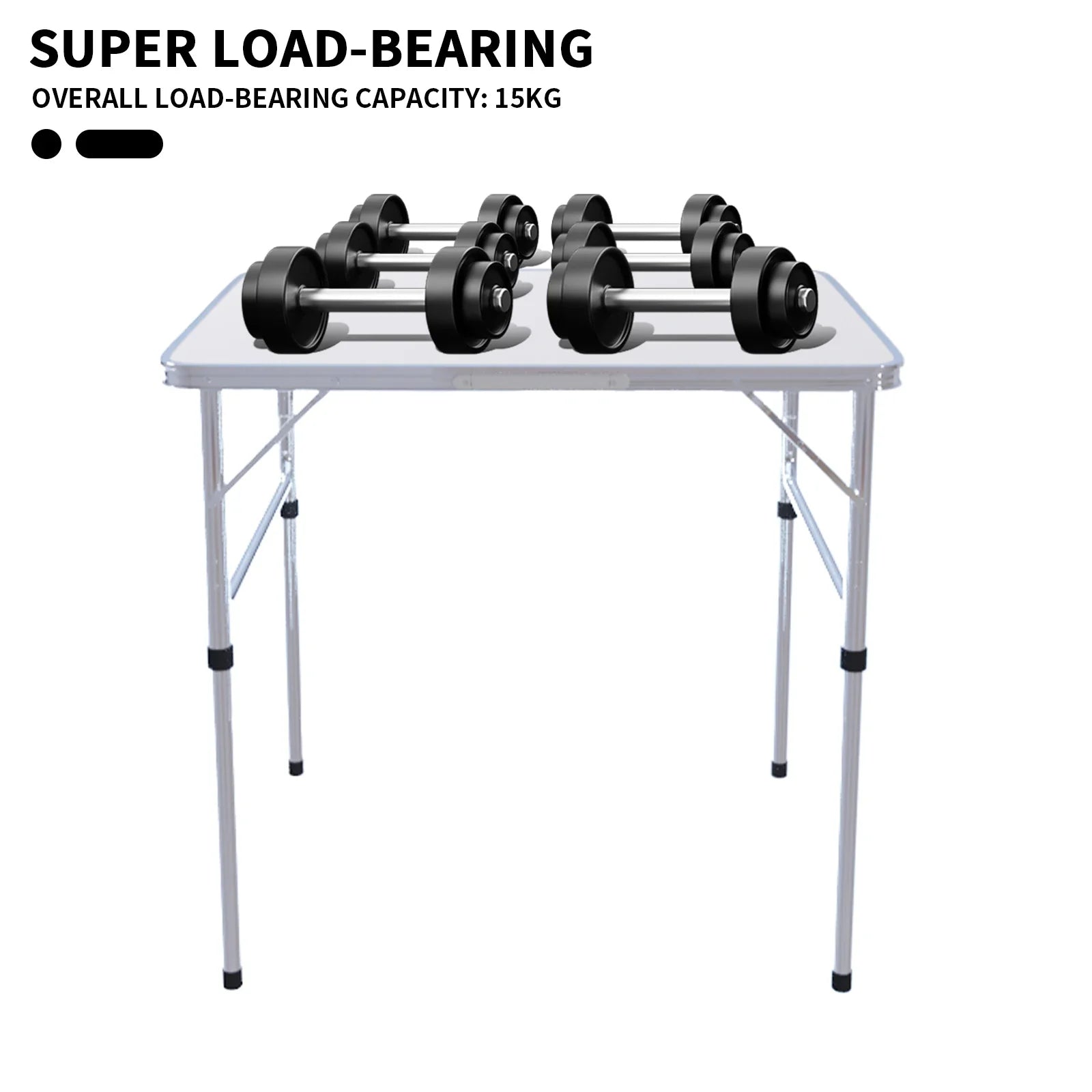 Mesa Plegable de Alta Resistencia, Mesa de Camping, Fiesta, Picnic, Comedor, Jardín, Mesa Plegable Portátil para Camping, Mesa de Altura Ajustable de 2.5 pies