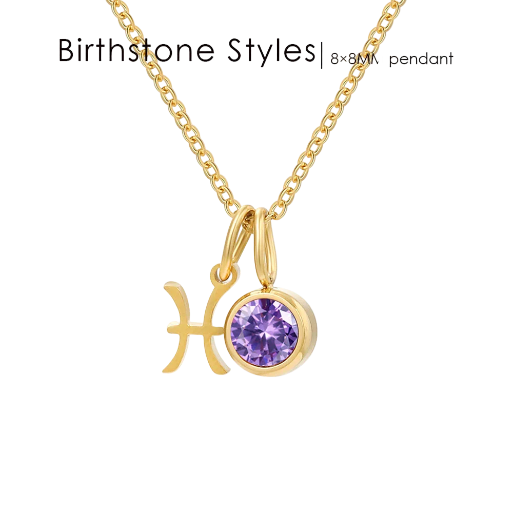 14K Gold, Silver & Rose Gold Zodiac Birthstone Necklace