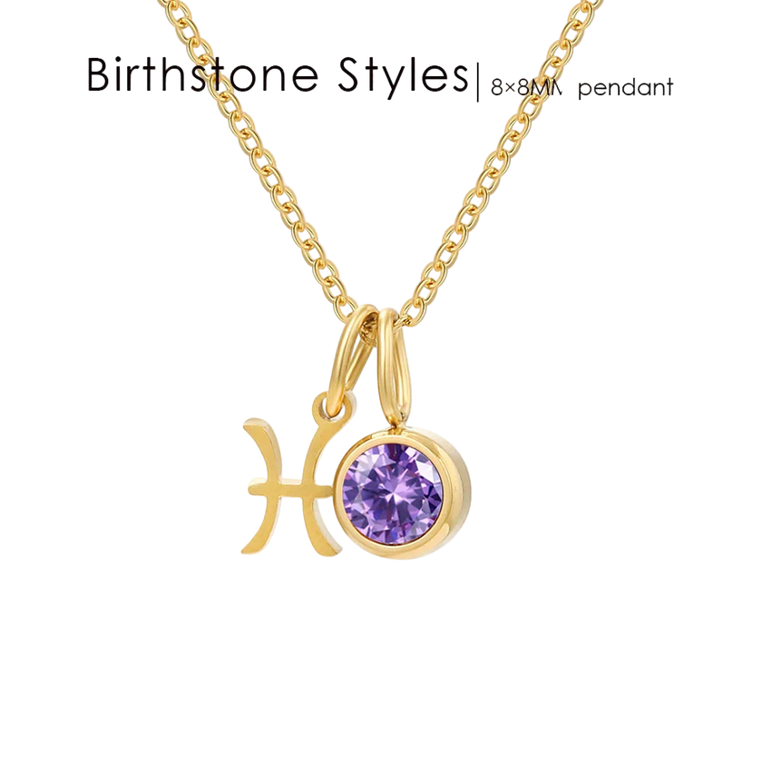 14K Gold, Silver & Rose Gold Zodiac Birthstone Necklace