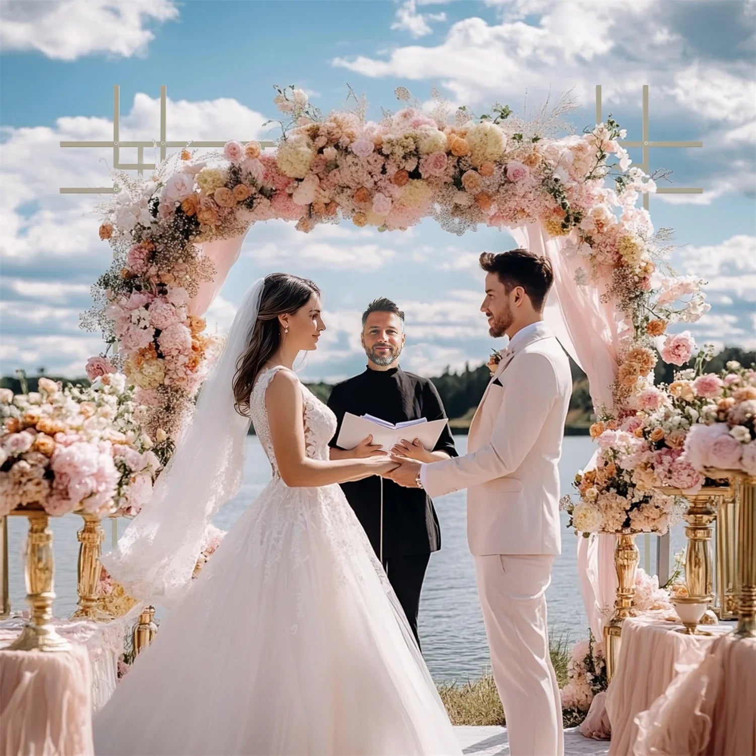 93 Inch Heavy Duty Wedding Arch Garden Plant Archway Backdrop Stand for Outdoor Party Ceremony
