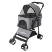 Large 4 Wheel Dog Carrier Trailer, Pram with Mesh Windows, Outdoor Portable Puppy Travel Walk Carrier, Load 30kg