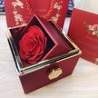Regalo de San Valentín 2024 Personalizado para Mujer Collar de Acero con Doble Corazón Grabado con Nombre Caja de Rosa Eterna Anillo de Boda
