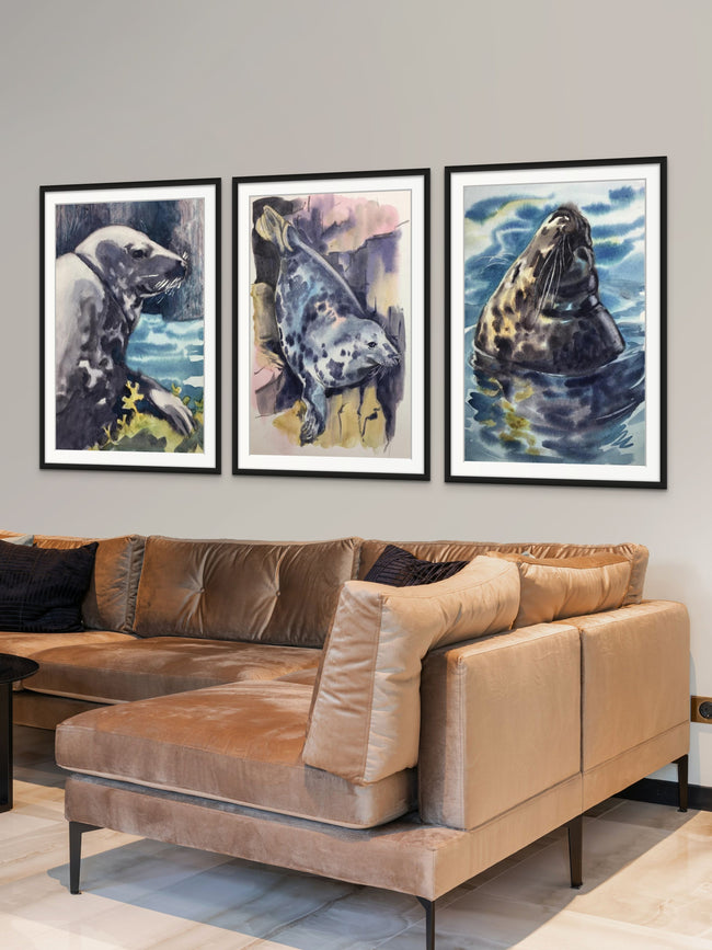 Underwater Seal - Cornish Sea life series - Giclée Watercolour Print