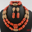 Nigerian Coral Jewellery Set | Necklace, Earrings & Bracelet | African Beads | Wedding