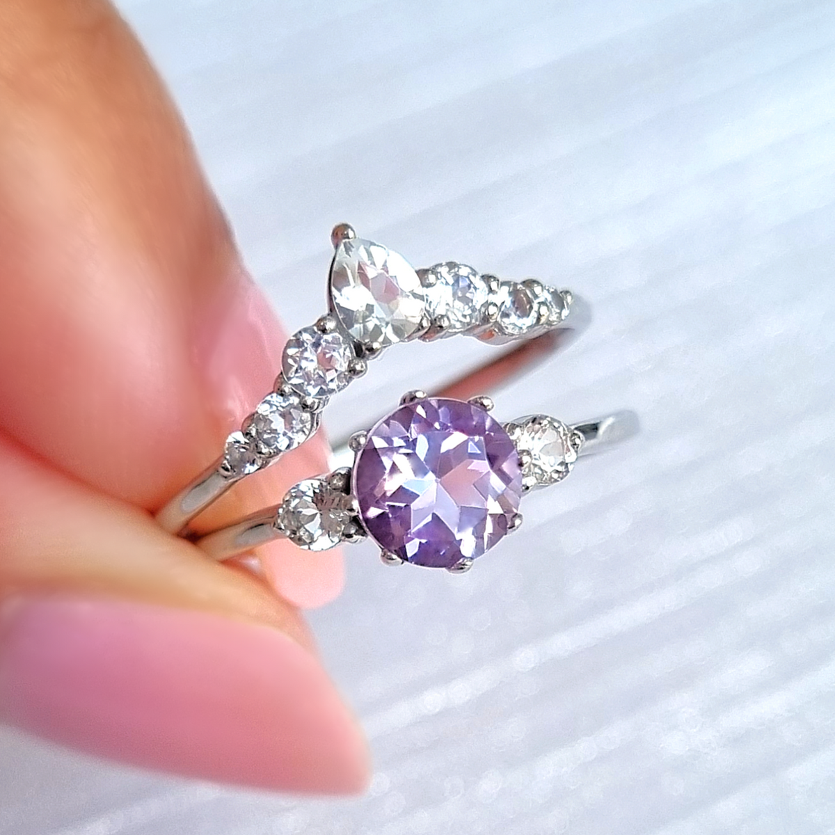 Selene Lavendel-Amethyst-Ring aus Sterlingsilber