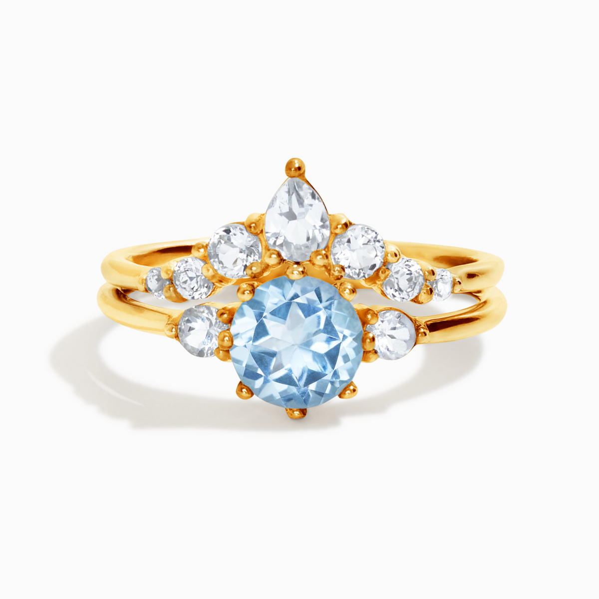Selene Blautopasring-Set in 18 Karat Gold Vermeil